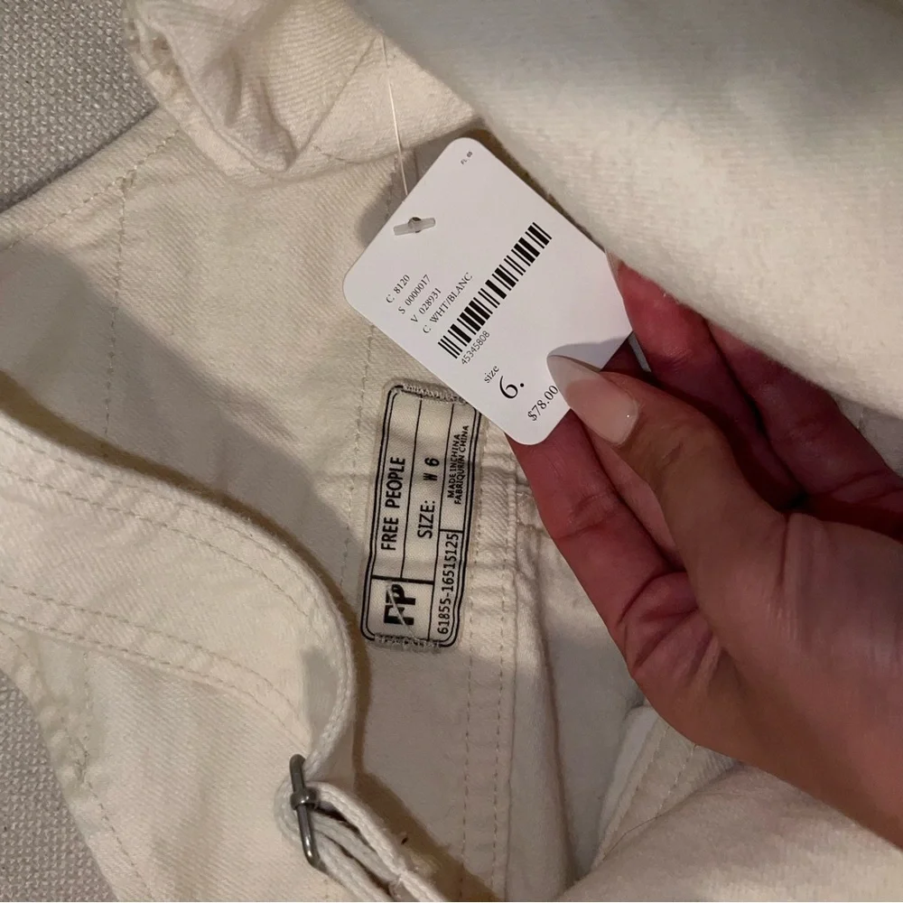 Free people torn up distressed denim jumper in white - Picture 8 of 9